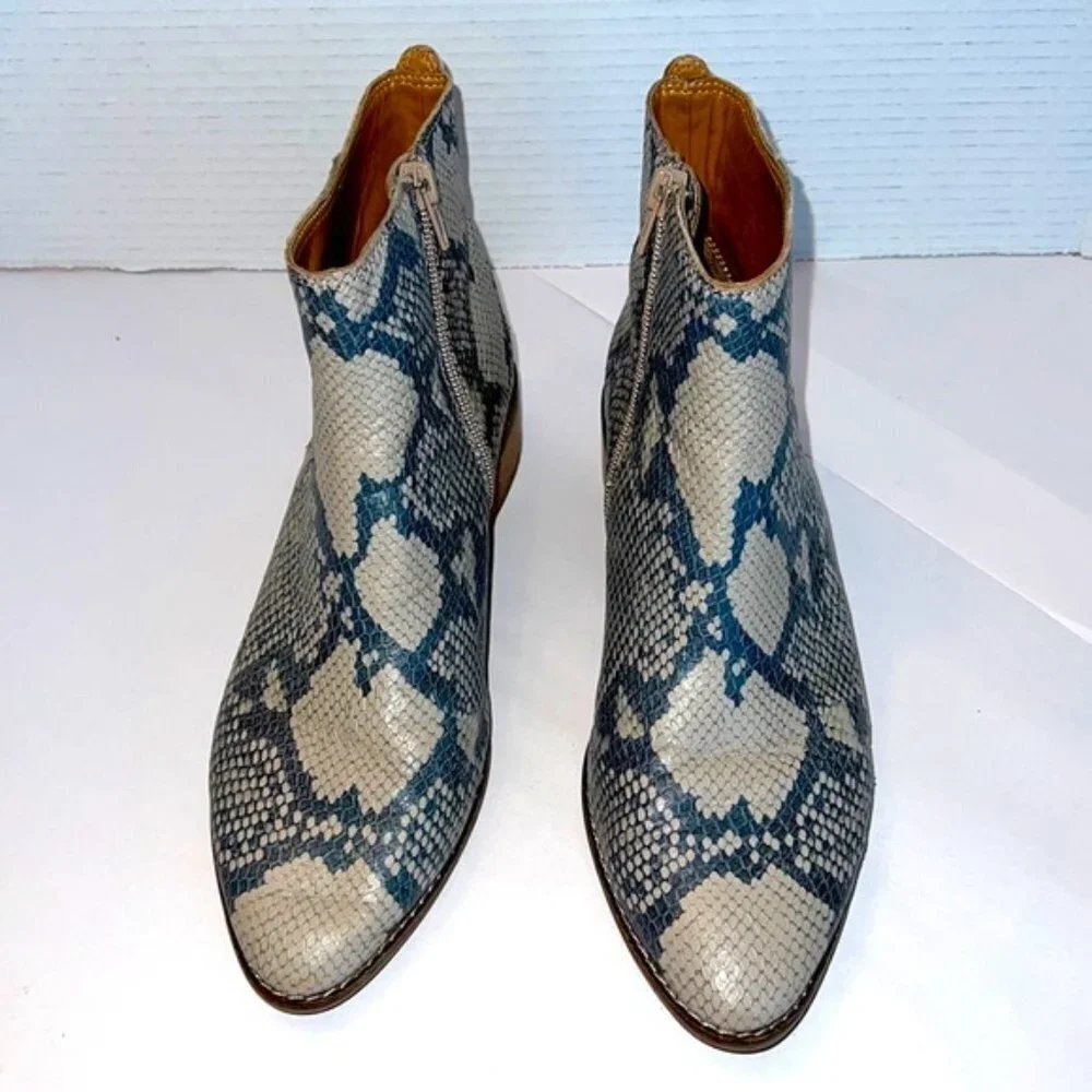 Lucky Brand Letrica Leather Snake Print Ankle Bootie Women Size 8 M NEW